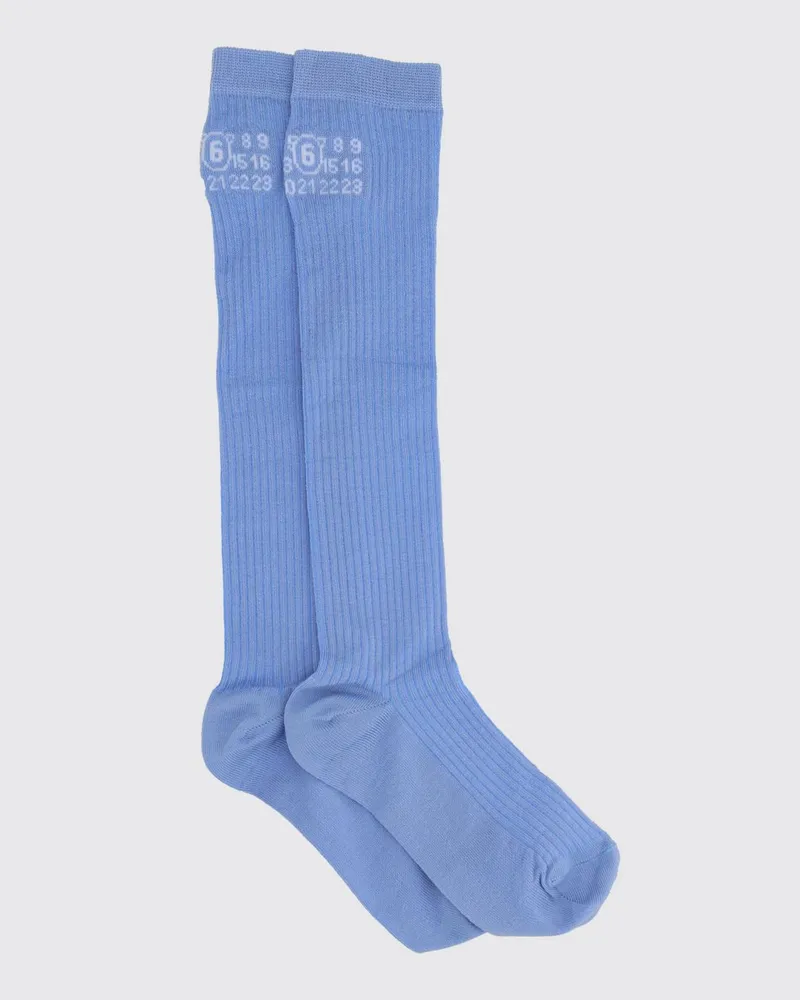 Maison Margiela Stretch-Rippstrick-Baumwollsocken Hellblau