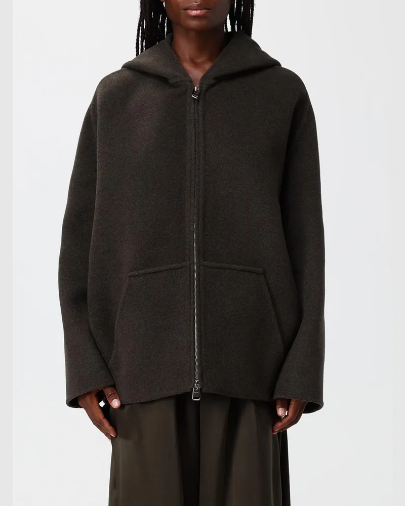 KHAITE Kurzer Wollmantel mit Kapuze und Relaxed Fit Military