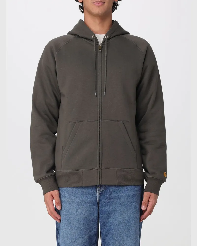 Carhartt WIP Relaxed-Fit Baumwoll-Kapuzenjacke mit Reißverschluss und Kordelzug Olive