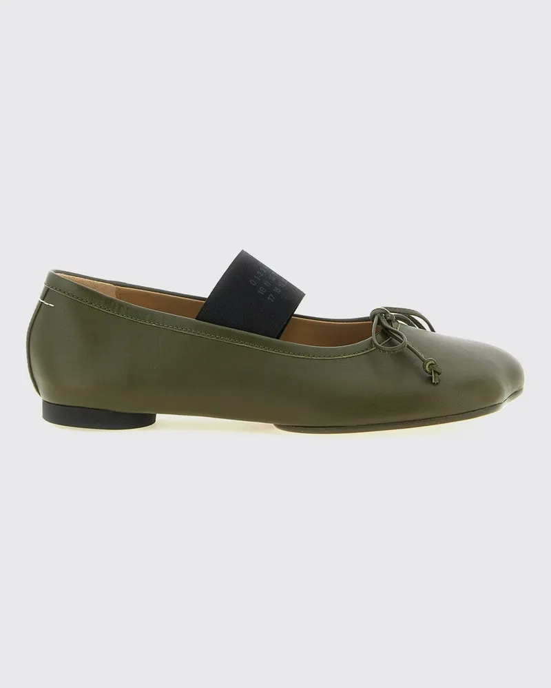 Maison Margiela Anatomic Tabi Mary Jane Ballerinas aus Leder mit asymmetrischer Kappe Grün