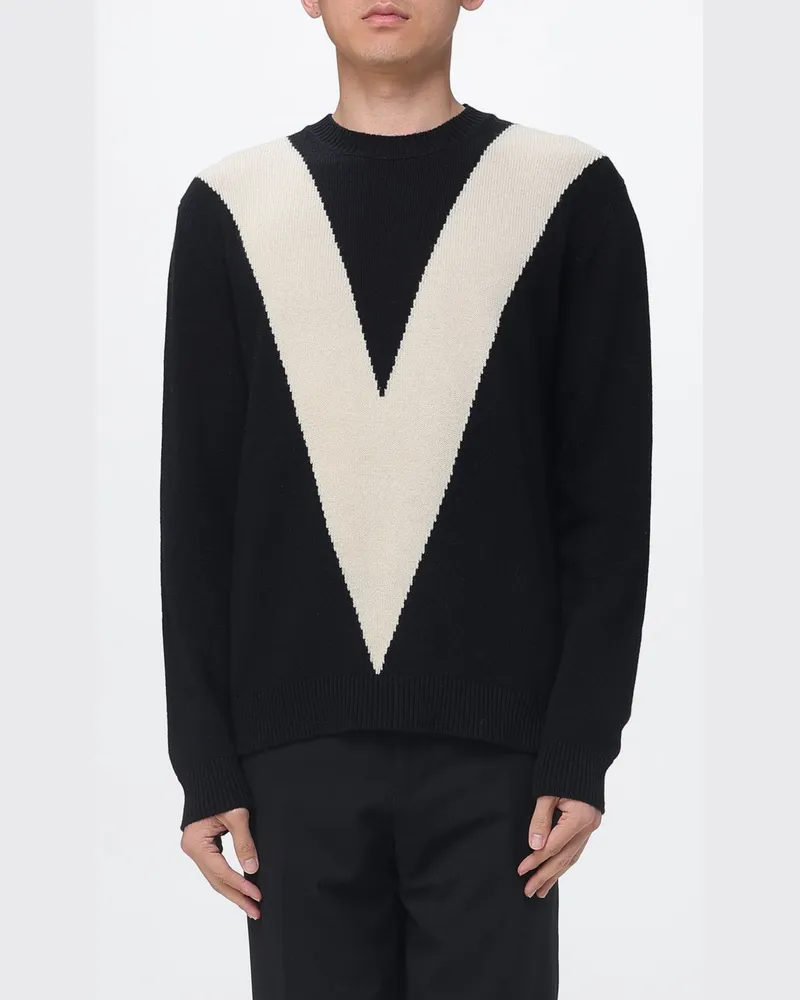 Valentino Garavani Rundhals-Pullover aus Schurwolle Schwarz