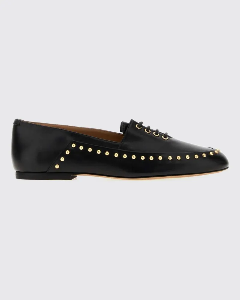 Jil Sander Elyss Ballerinas aus glattem Kalbsleder mit bestickten Nieten Schwarz