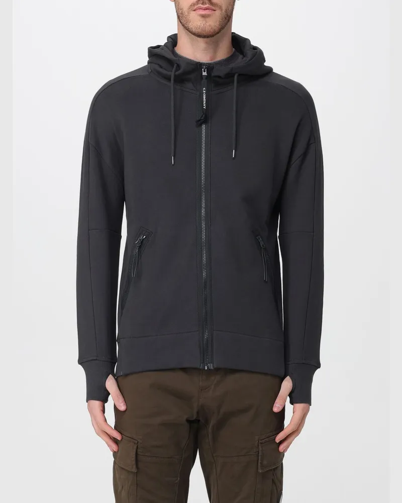 C.P. Company Slim Fit Kapuzenpullover aus Baumwolle mit Reißverschluss Schwarz