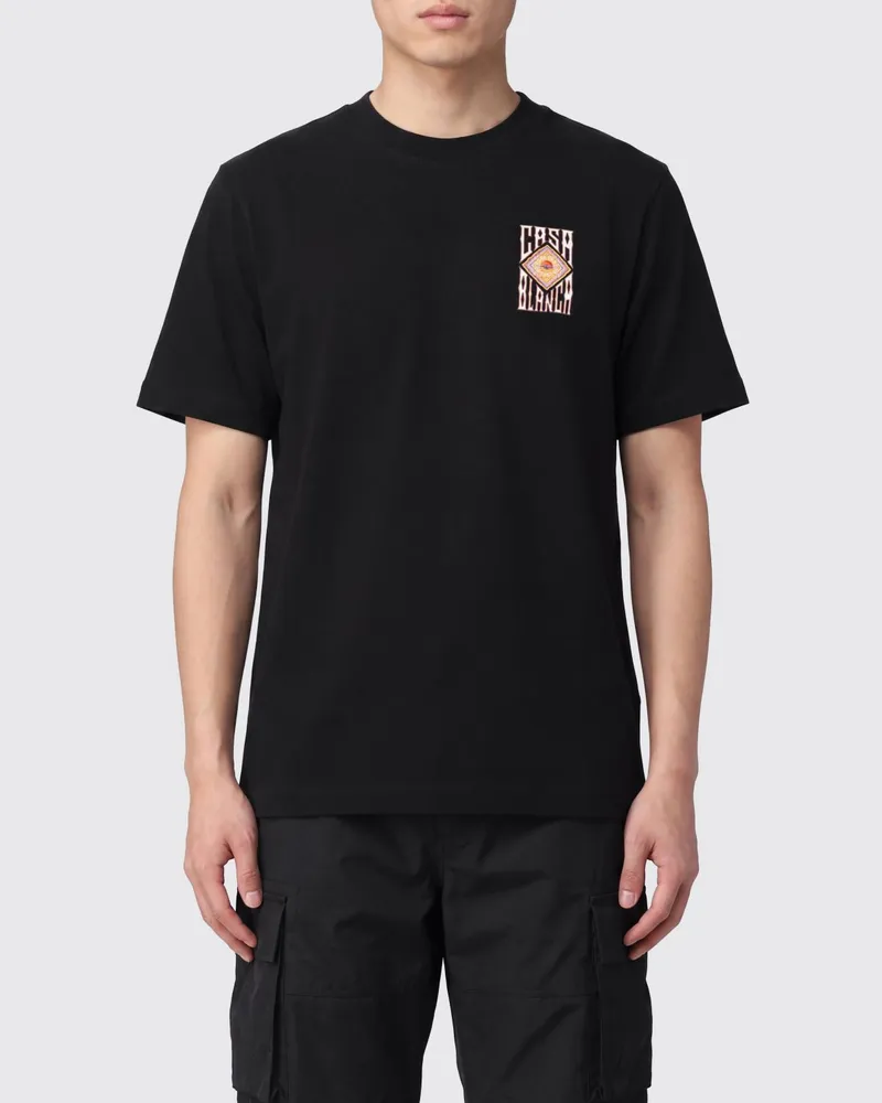 Casablanca Paris T-Shirt aus Bio-Baumwolle mit Grafikdruck und Rundhalsausschnitt Schwarz