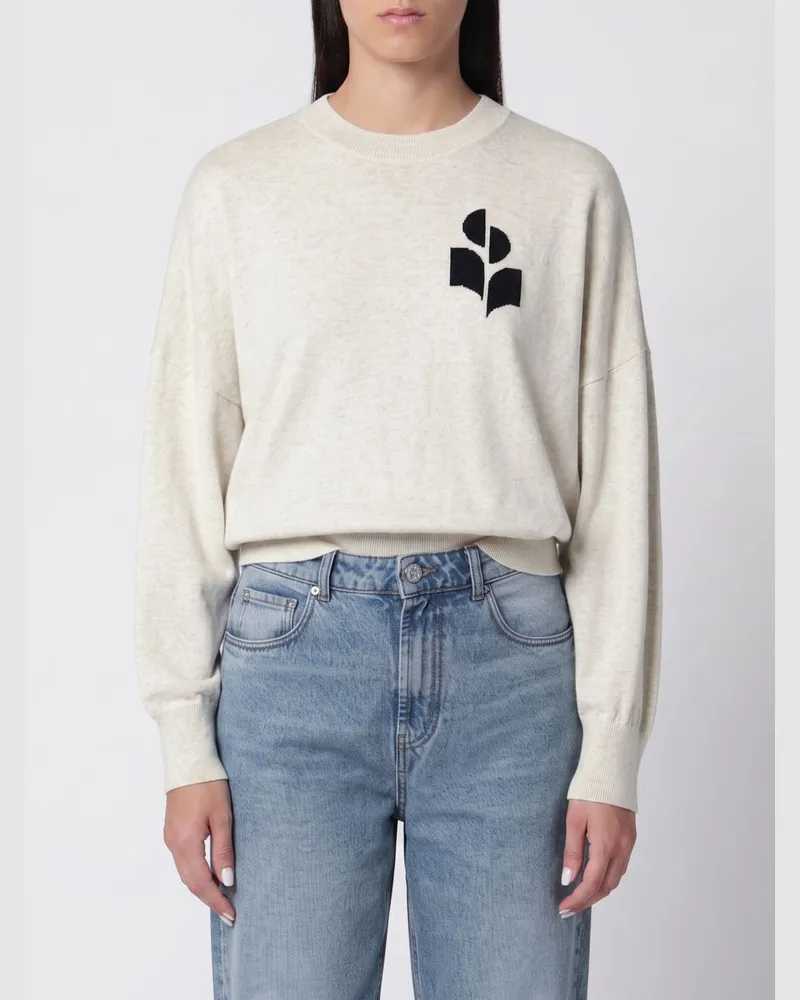 Étoile Isabel Marant Rundhalspullover aus Baumwolle und Wolle mit Jacquard-Logo Grau