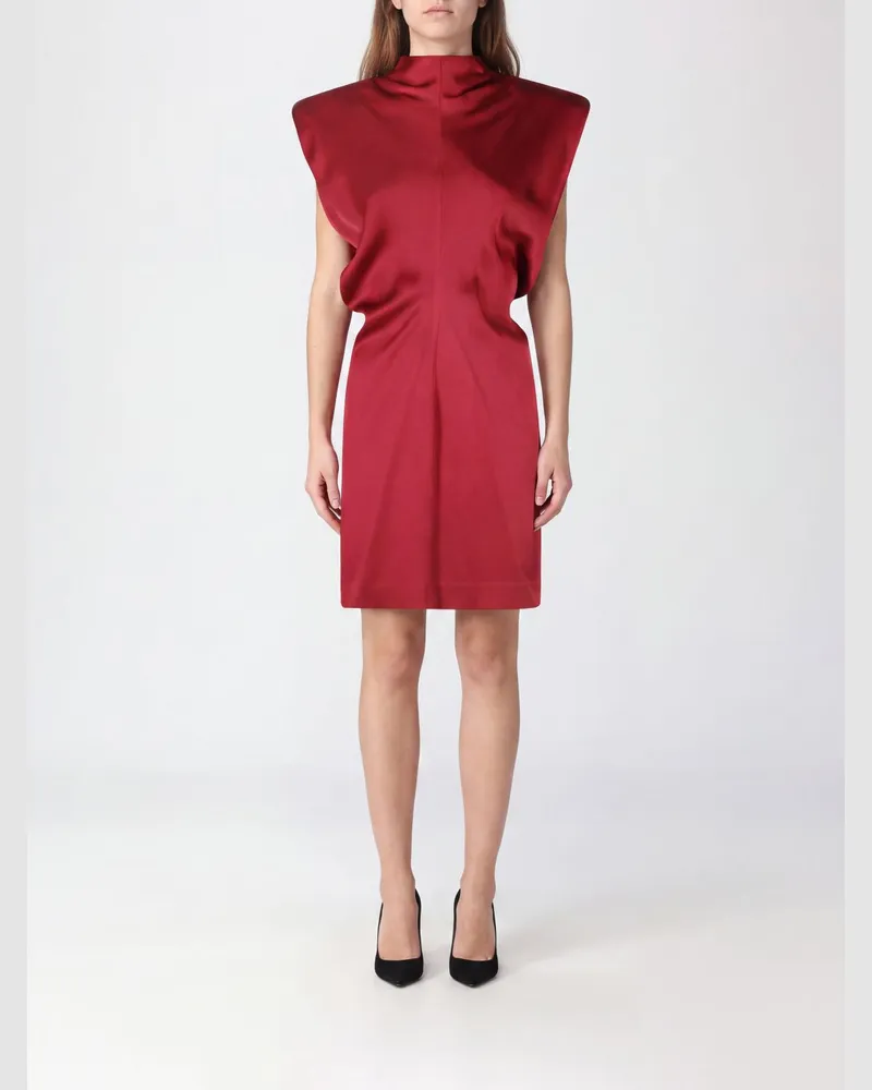 Federica Tosi Ärmelloses Etui-Minikleid aus Viskosemischung mit Stehkragen Rot