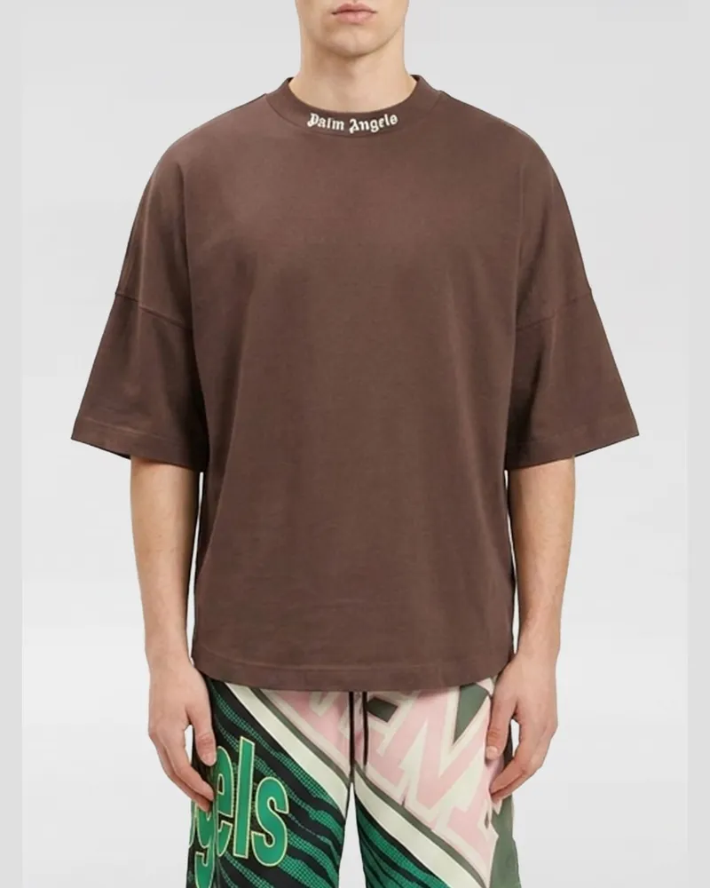 Palm Angels Baumwoll-T-Shirt mit Logo Braun