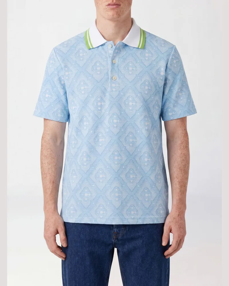 Casablanca Paris Baumwoll-Polohemd mit Allover-Logo Blau