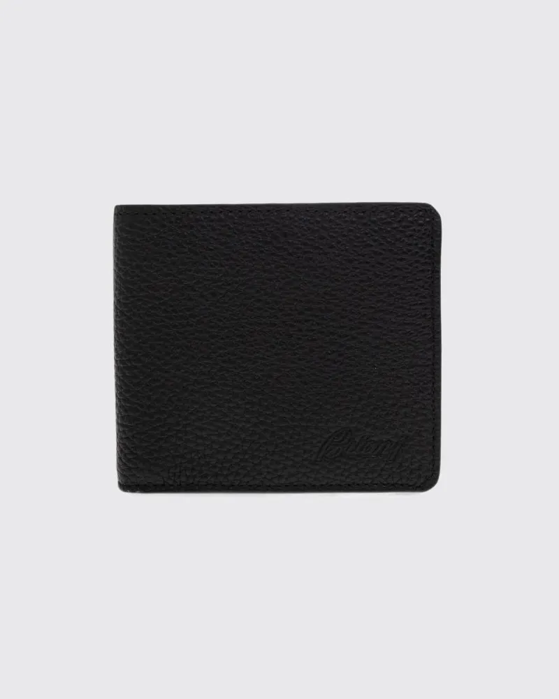 Brioni Bifold-Geldbörse aus genarbtem Kalbsleder mit acht Kartensteckplätzen Schwarz