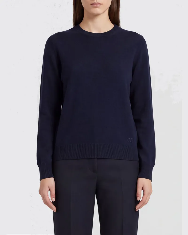 Valentino Garavani Slim-Fit-Pullover mit Rundhalsausschnitt aus 100 % Schurwolle Navy