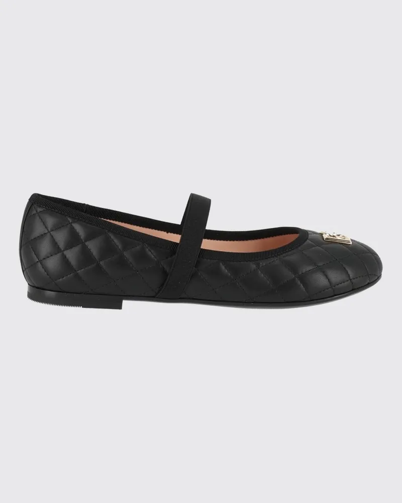 Dolce & Gabbana DOLCE  GABBANA Ballerinas aus gestepptem Nappaleder von Dolce & Gabbana für Mädchen mit DG-Monogramm Schwarz