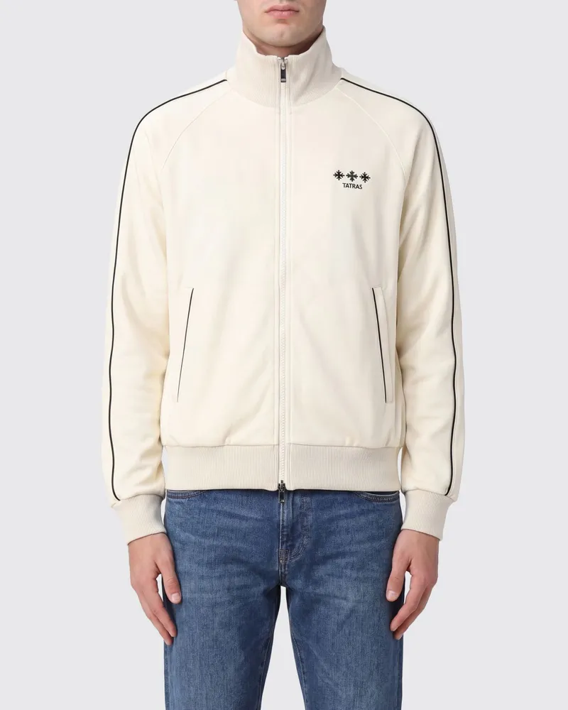 TATRAS Sweatjacke aus technischem Gewebe mit Rollkragen und Kontrast-Logo Ivory