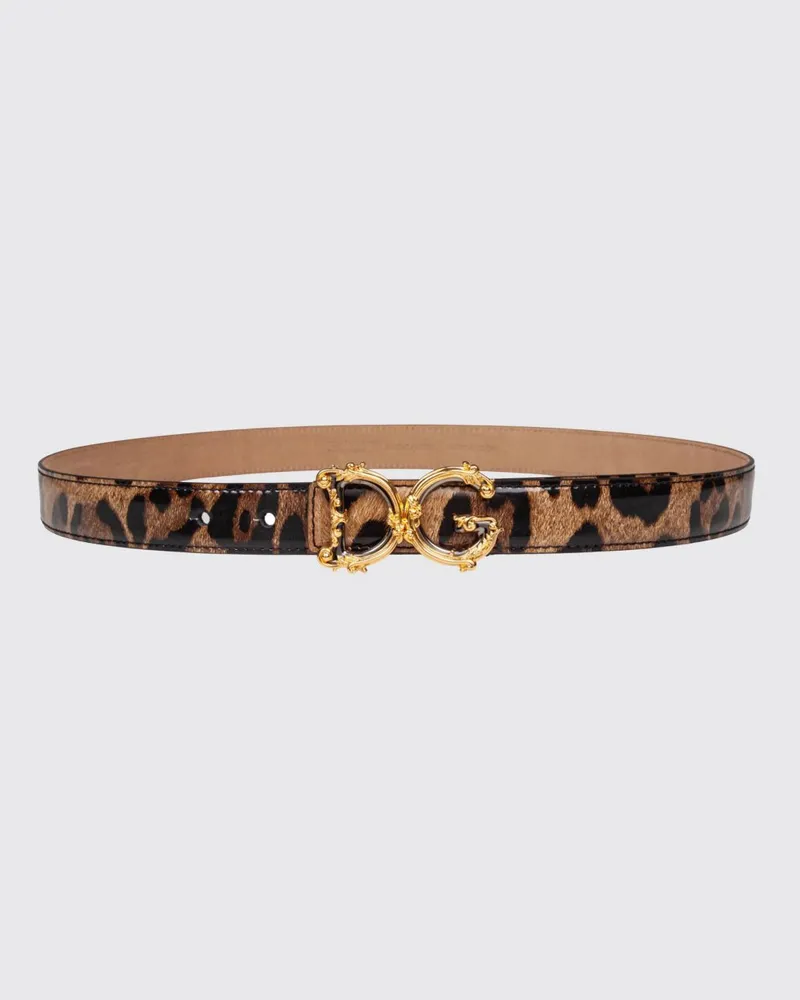 Dolce & Gabbana DOLCE  GABBANA Lackledergürtel Dolce & Gabbana mit Animal-Print und DG-Monogramm-Schnalle Bunt