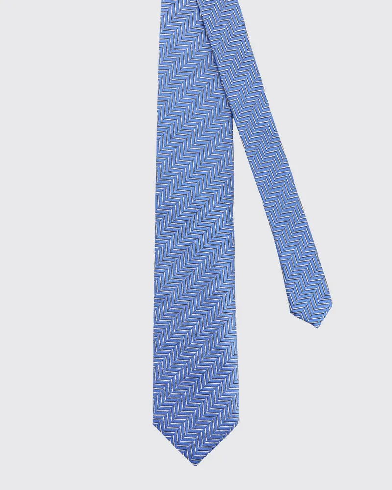 Tom Ford Krawatte aus reiner Seide mit abstraktem Zickzack-Muster Blau