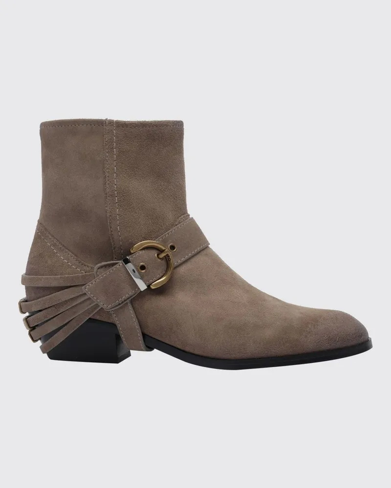 Pinko Western-Stiefeletten Jane aus Veloursleder mit seitlichem Reißverschluss Beige
