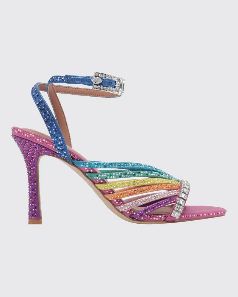 Kurt Geiger Mehrfarbig gestreifte Sandalen mit Strass und Stiletto-Absatz Bunt