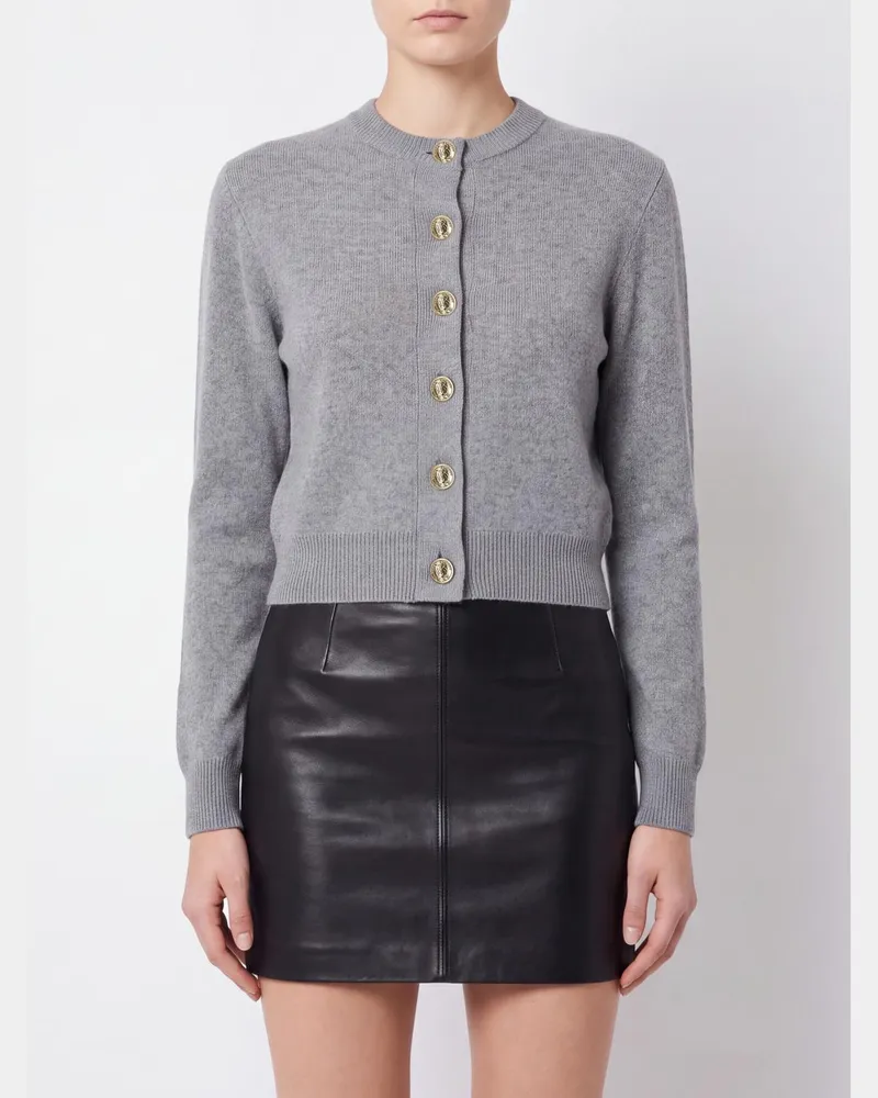 Balmain Rundhals-Cardigan von aus Mohair-Kaschmir-Mischung mit Knöpfen Grau