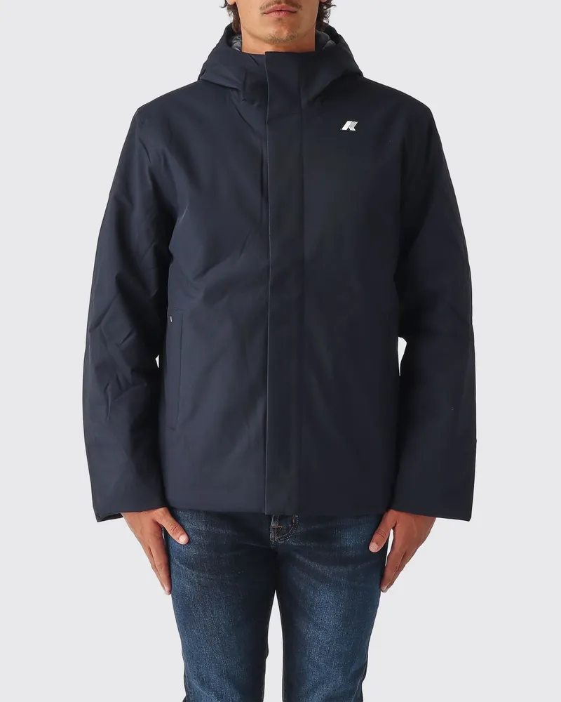 K-Way Kurzer wasserdichter Parka mit Kapuze und PrimaLoft®-Wattierung Navy