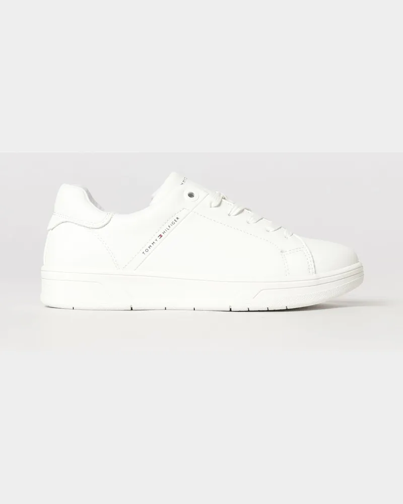 Tommy Hilfiger Low-Top Sneaker aus Leder und Kunstleder für Jungen mit Logo Weiß