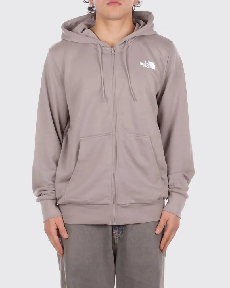 The North Face Baumwoll-Kapuzenpullover mit Reißverschluss und Logo Grau