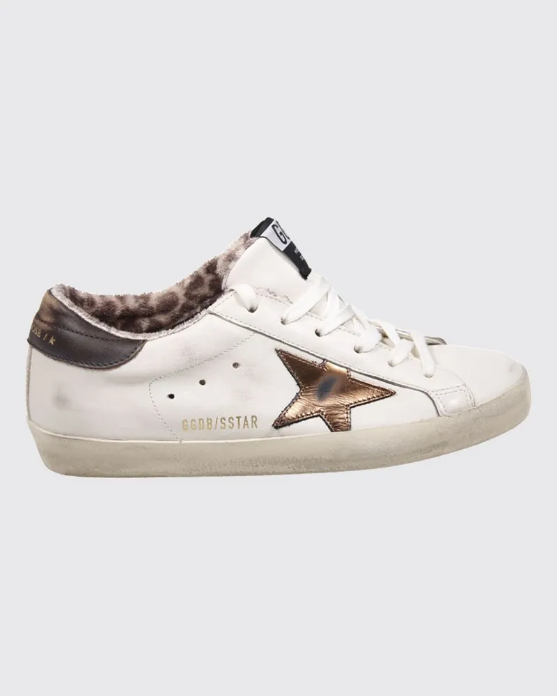 Golden Goose Super-Star Sneakers von aus Kalbsleder mit Used-Effekt und Logo Weiß