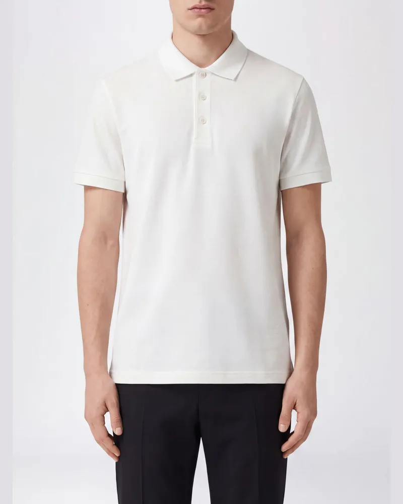 Burberry Kurzarm-Polohemd aus Baumwollpiqué mit klassischem Kragen Weiß