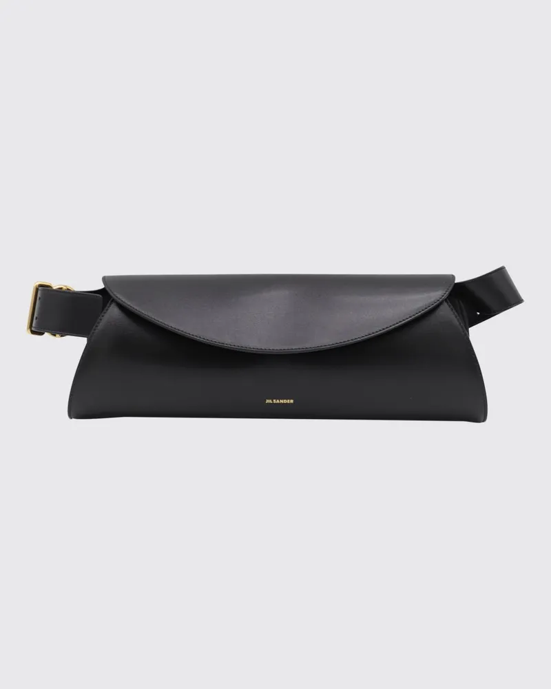Jil Sander Kleine Schultertasche Cannolo aus glattem Kalbsleder Grau