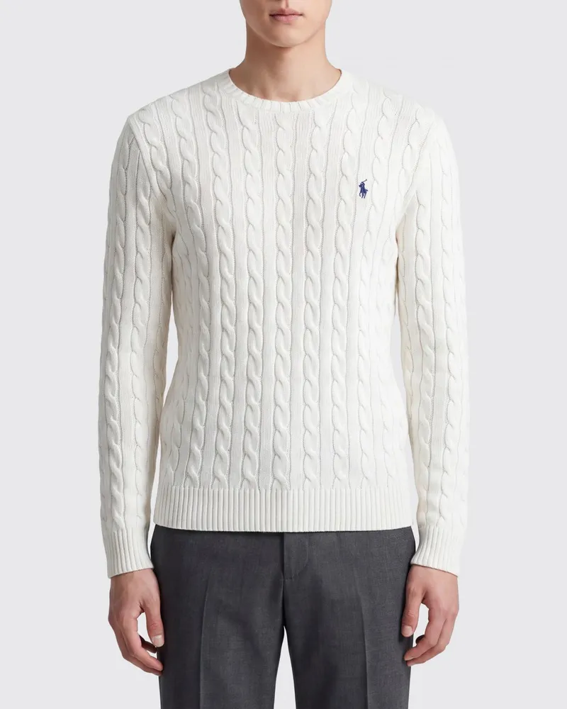 Ralph Lauren Pullover mit Rundhalsausschnitt aus Wolle und Kaschmir mit gesticktem Pony-Logo Weiß
