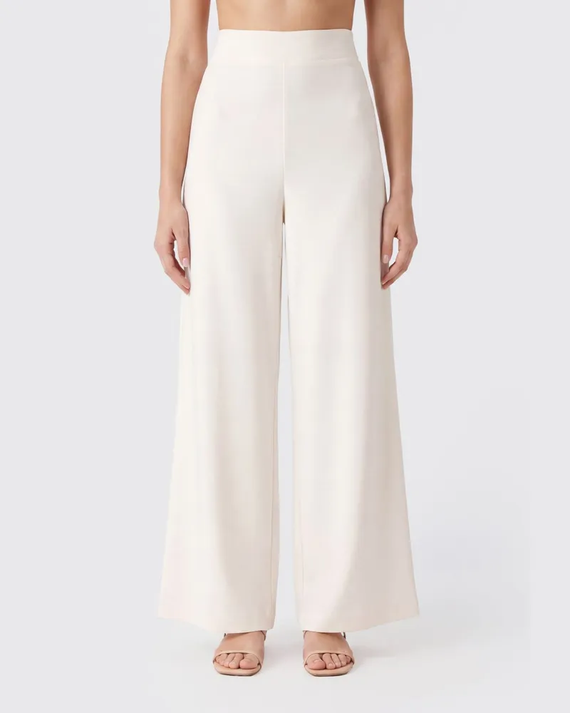 Hanita Hoch taillierte Hose mit weitem Bein aus Polyester-Crêpe Cream