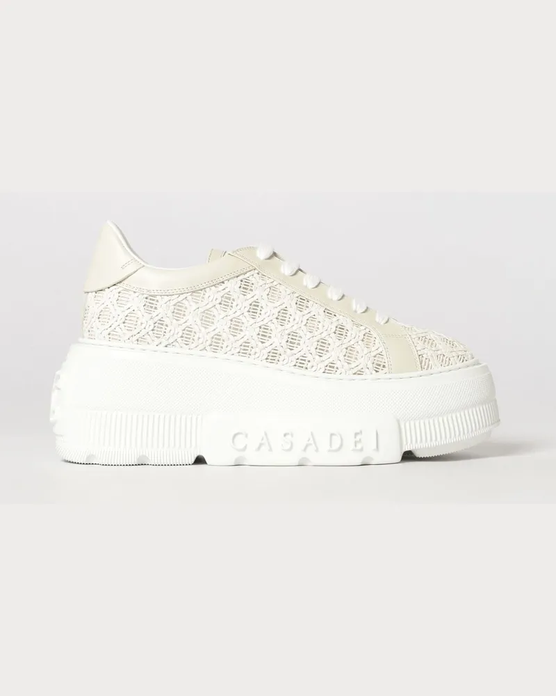 Casadei Nexus Keil-Sneakers aus geflochtenem Polyurethan Beige