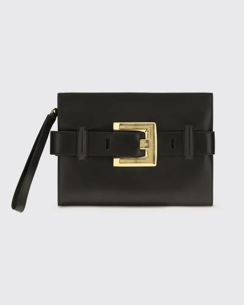Balmain Anthem Mini-Tasche aus Lammleder von mit Schnalle und Handgelenkschlaufe Schwarz