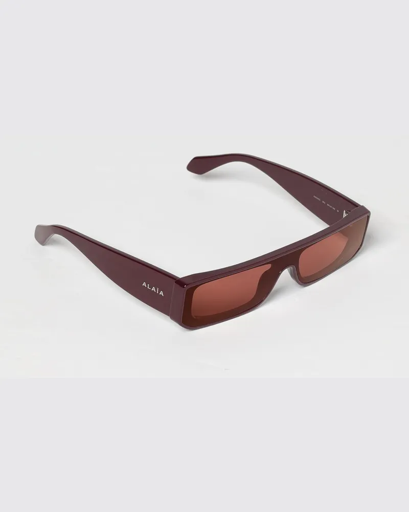 Alaïa Rechteckige Sonnenbrille von aus Acetat mit Schriftzug-Logo Braun