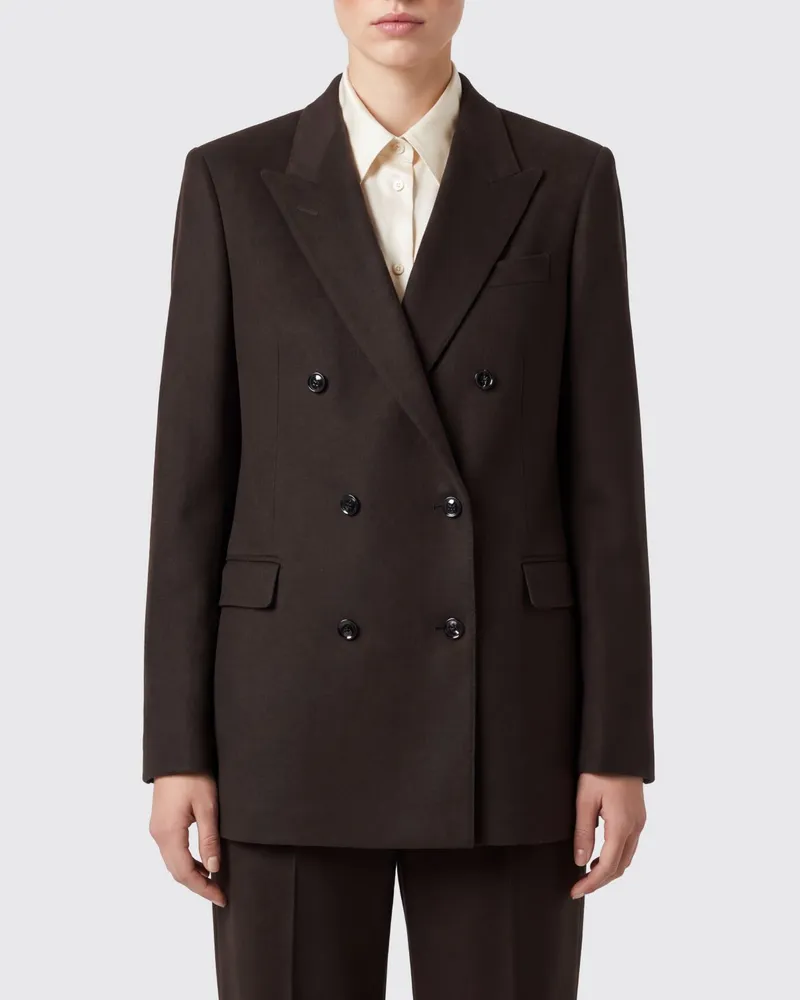 Tagliatore Zweireihiger Blazer aus reinem braunem Kaschmir mit steigendem Revers Braun