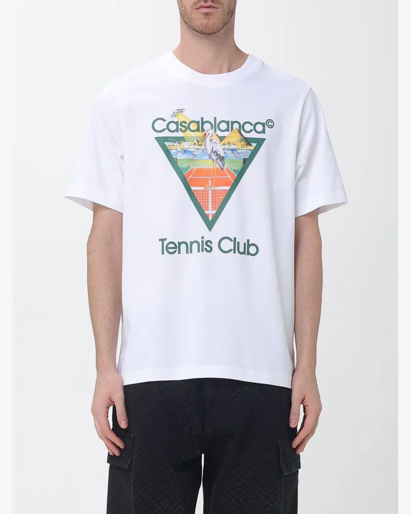 Casablanca Paris T-Shirt aus Bio-Baumwolle mit Grafikdruck und Logo Weiß