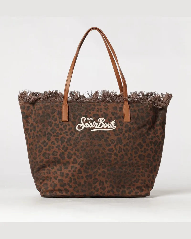 MC2 Saint Barth Schultertasche aus Baumwollmischung mit Logo Braun