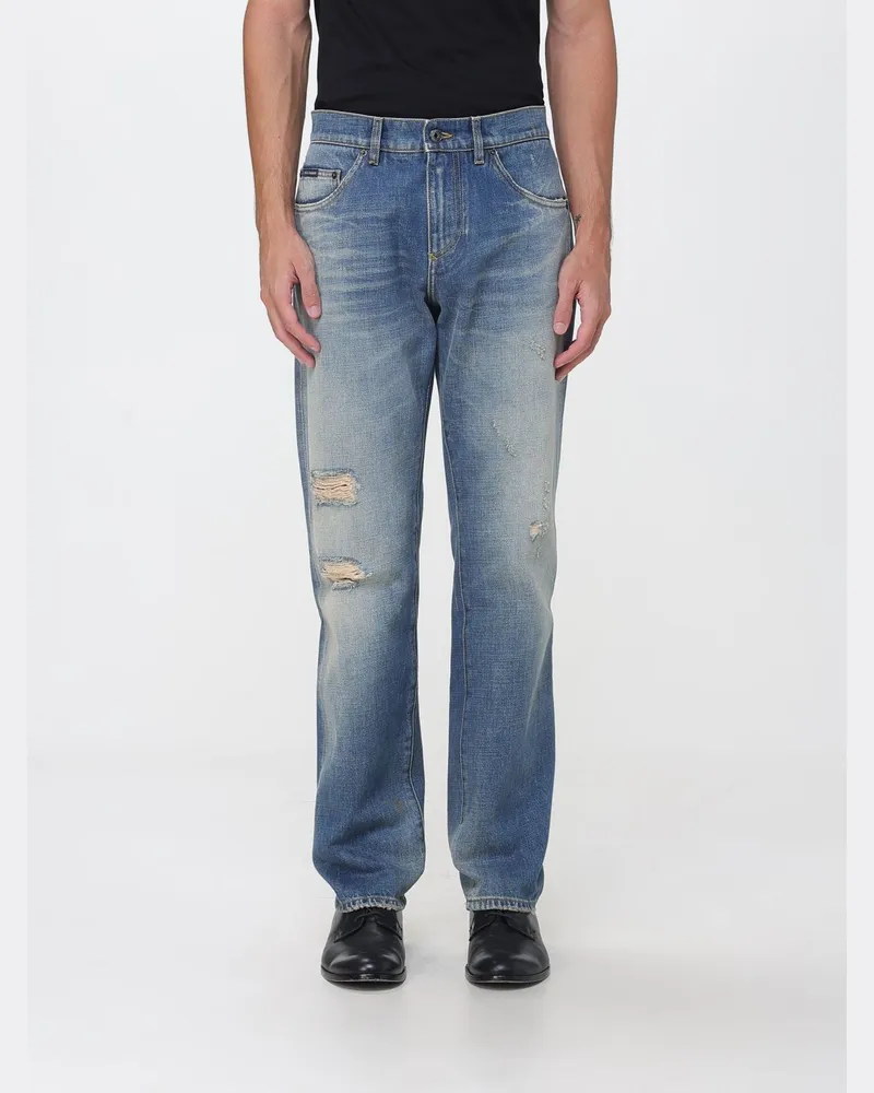 Dolce & Gabbana DOLCE  GABBANA Dolce & Gabbana Straight-Fit Jeans aus Distressed-Denim mit mittlerer Leibhöhe und Used-Effekt Bunt