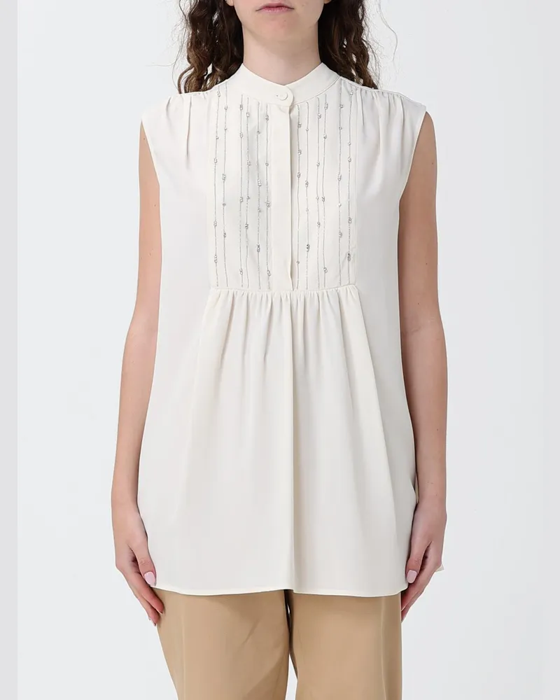 Fabiana Filippi Crêpe-Bluse mit Stickereien Gelb