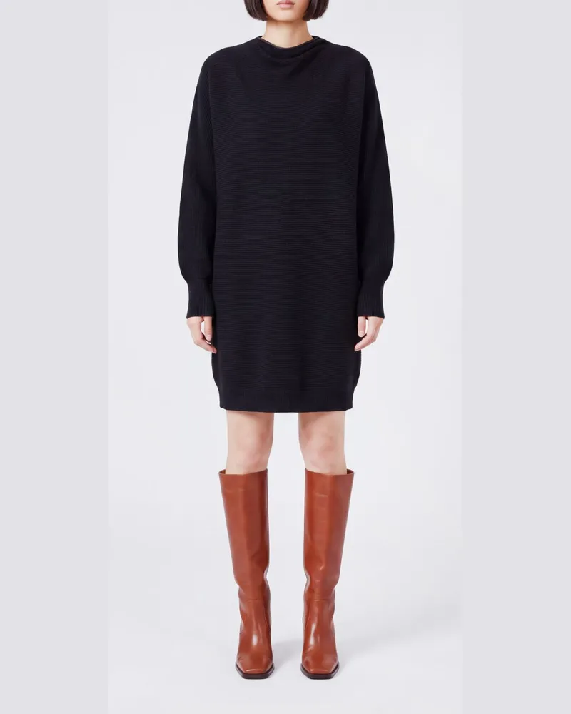 Brunello Cucinelli Strick-Minikleid aus Wolle, Kaschmir und Seide mit Monili-Stickerei Schwarz