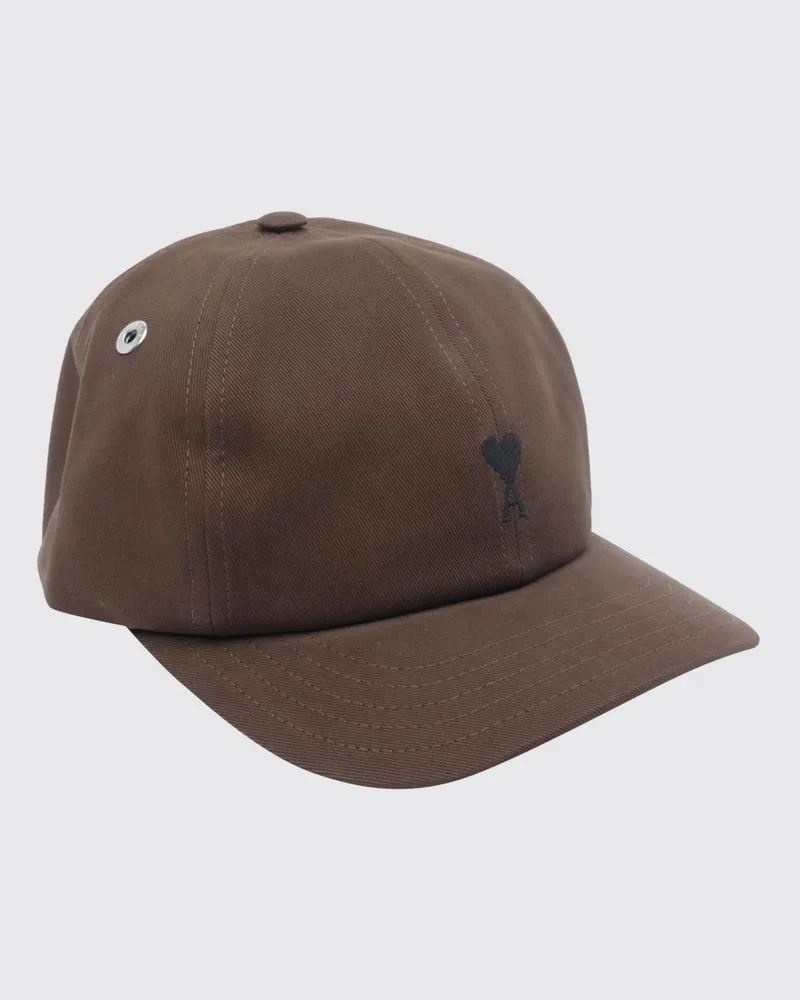 AMI Paris Baseballkappe aus Baumwolle mit gesticktem Logo und verstellbarem Riemen Braun
