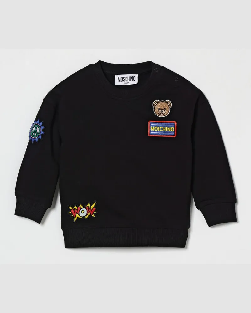 Moschino Baumwoll-Sweatshirt mit Patch Schwarz