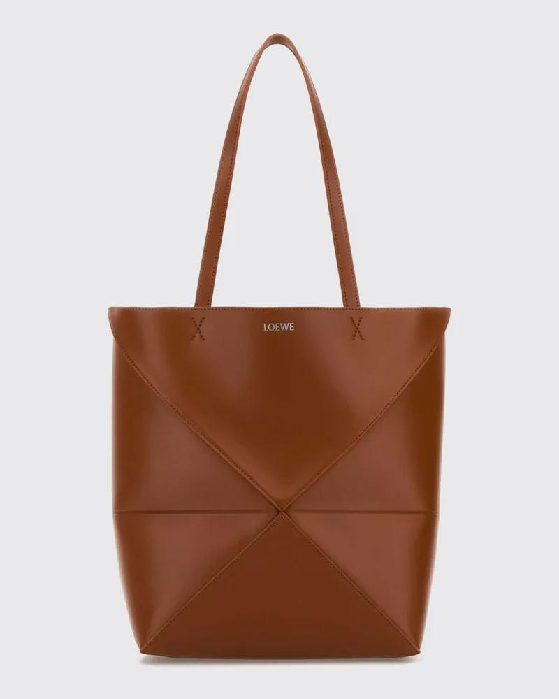 Loewe Mittelgroße Puzzle Fold Tote Bag aus Kalbsleder mit Doppelgriff Orange
