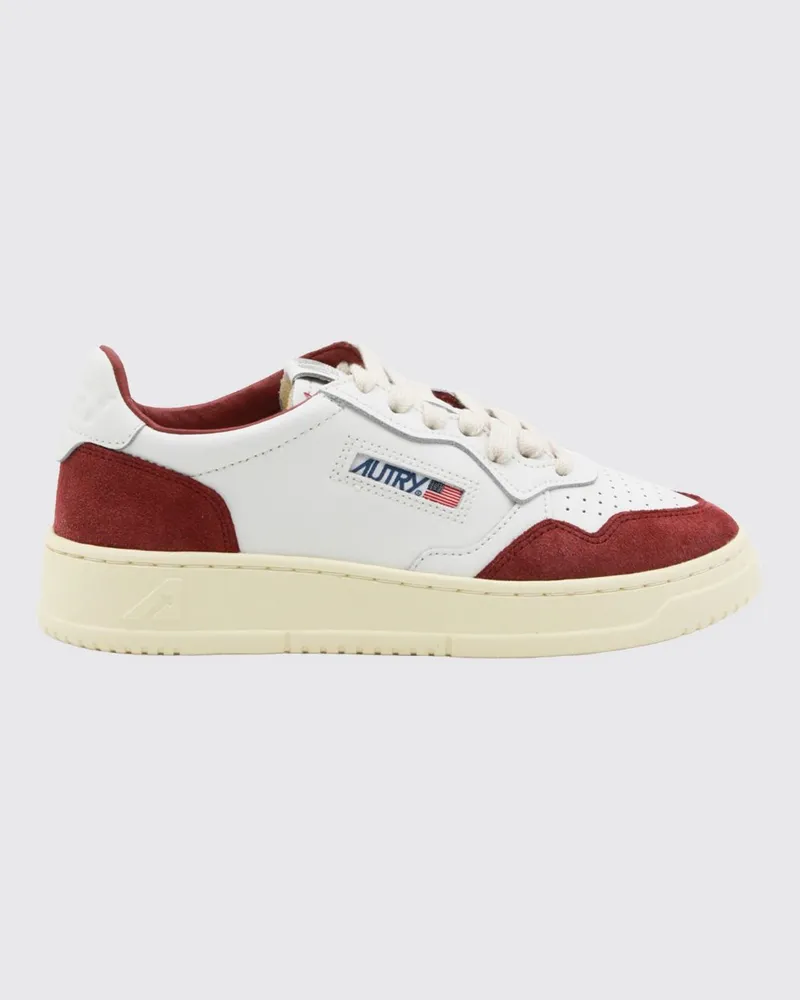 AUTRY Medalist Low Sneakers für Damen aus Leder und Wildleder im Bicolor-Design Burgunderrot