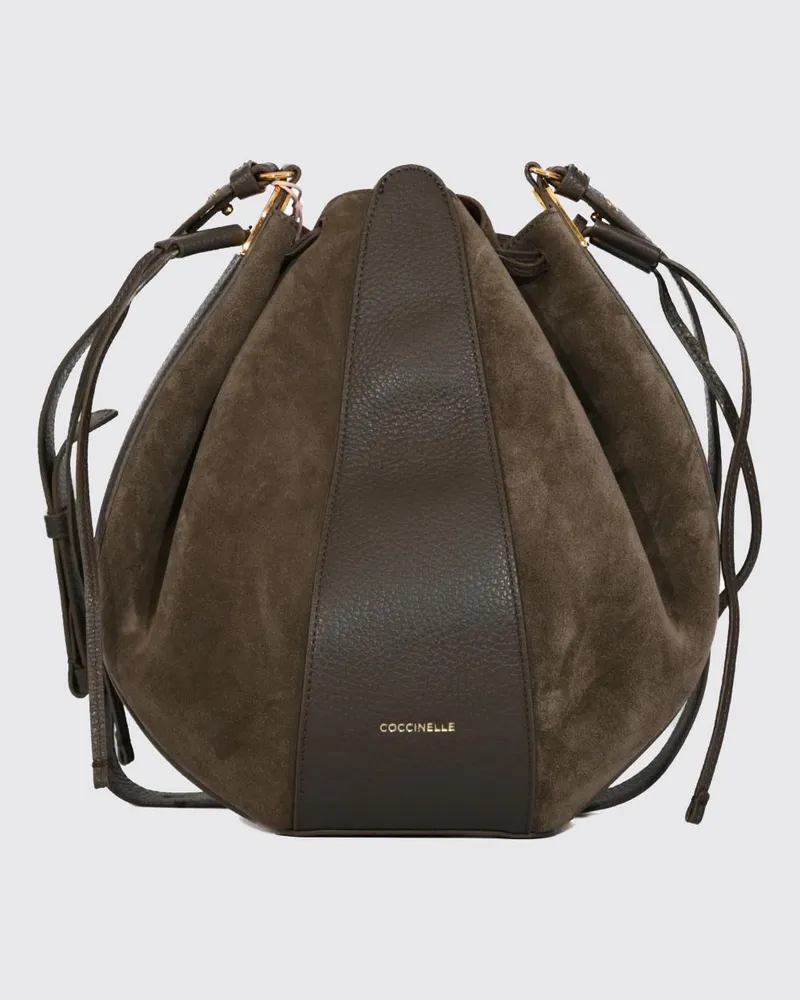 Coccinelle Beuteltasche von aus Veloursleder mit abnehmbarem Schultergurt Mud