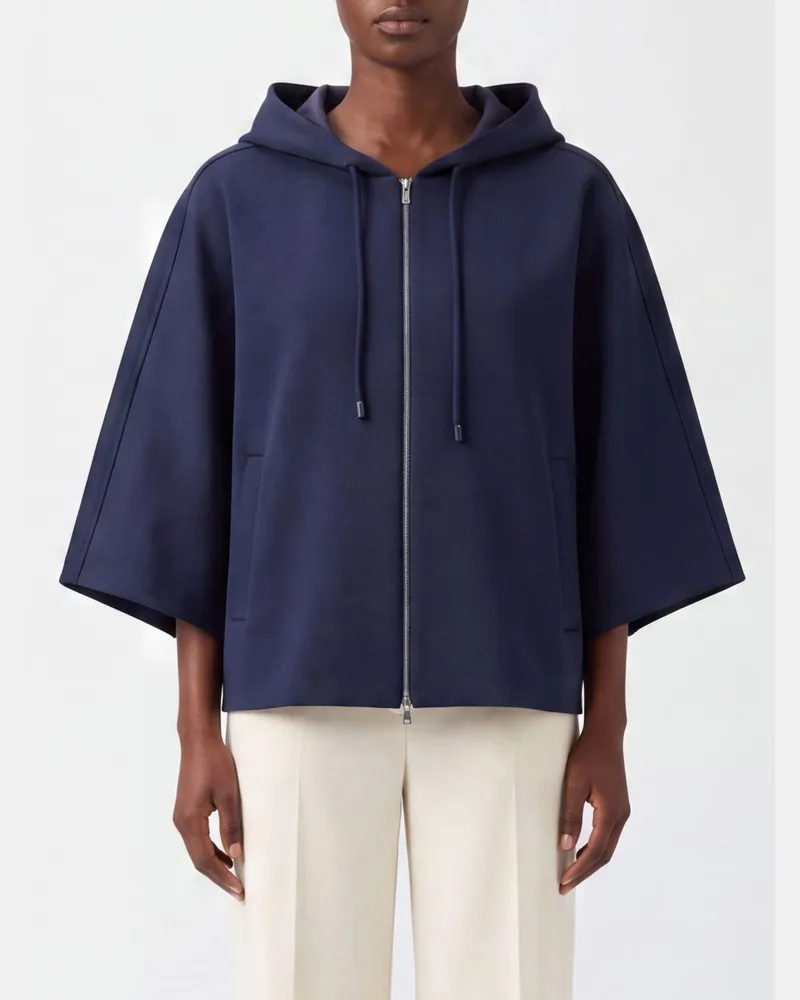 Max Mara Kapuzenjacke aus Baumwollmischung mit überschnittenen Schultern Blau