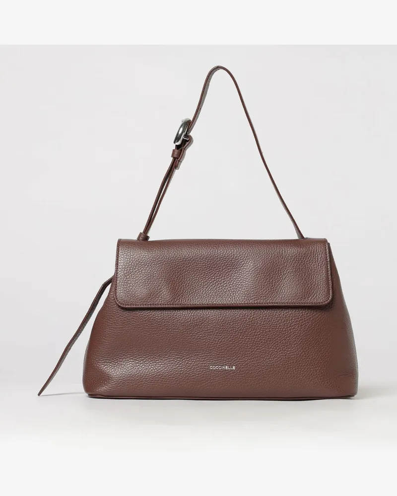Coccinelle Ausgestellte Schultertasche aus genarbtem Leder mit Magnetverschluss Rot