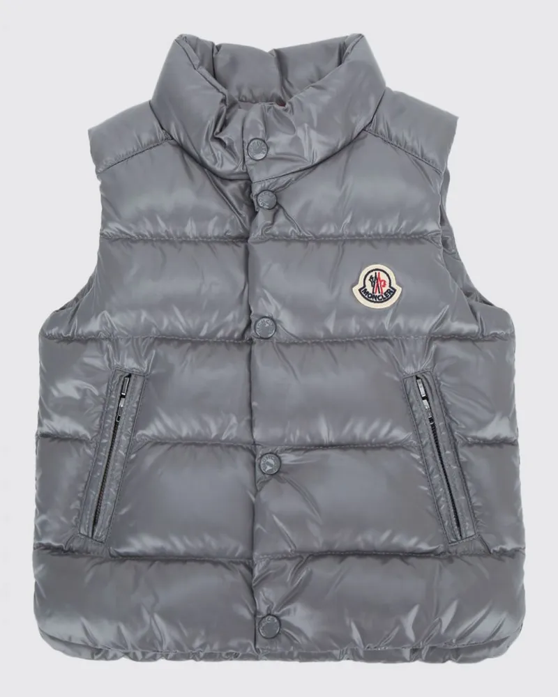 Moncler Gesteppte Nylon-Daunenweste Bernard von für Jungen mit Knopfverschluss Grau