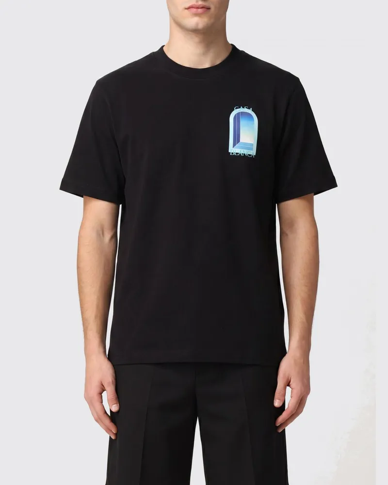 Casablanca Paris Rundhals-T-Shirt aus Bio-Baumwolle mit Logo-Print Schwarz