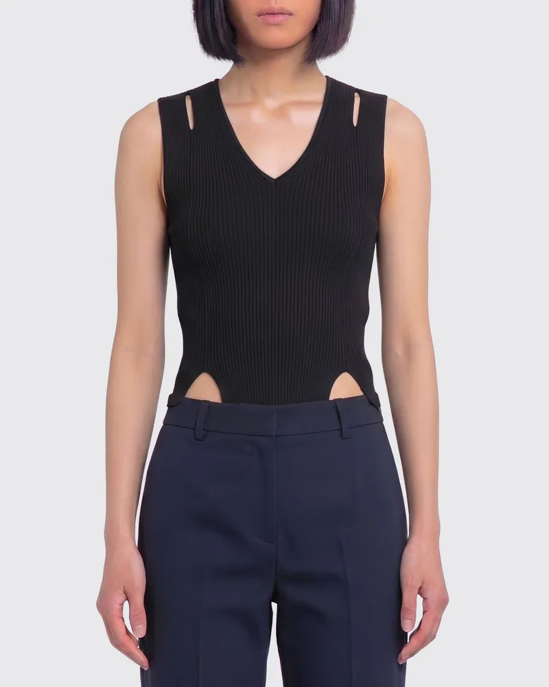 Roberto Collina Cut-Out Viskose-Top Schwarz