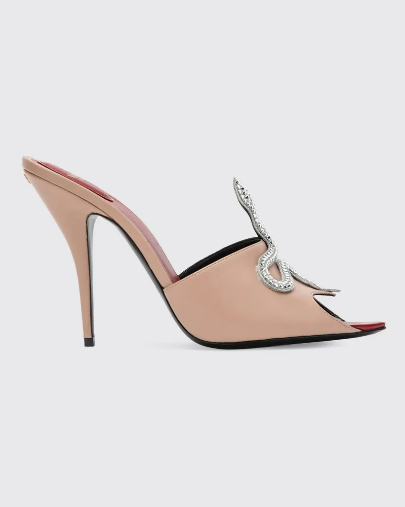 Valentino Garavani Leder-Mules mit VLogo Signature und Strasssteinen Pink