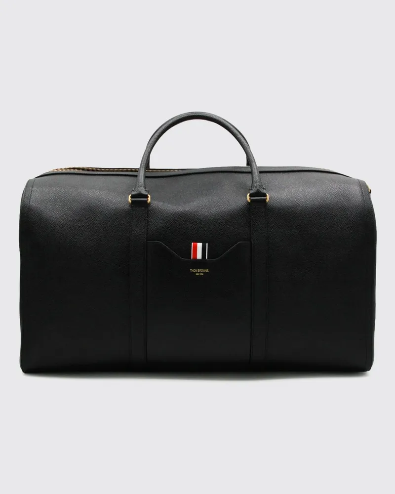 Thom Browne Reisetasche aus genarbtem Kalbsleder mit abnehmbarem Riemen Schwarz